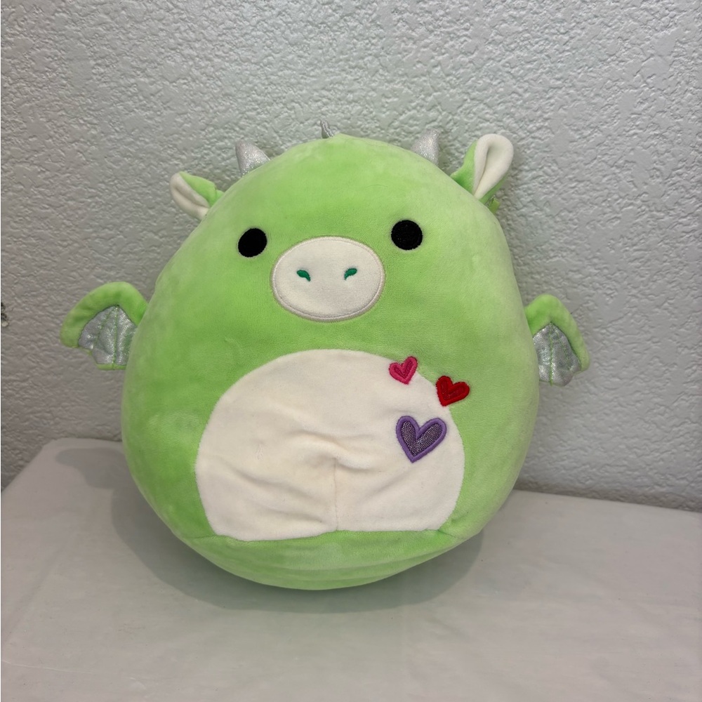Squishmallows Green and White Dragon Accent Pillow